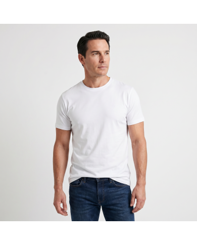 T-shirt blanc col rond 100% coton