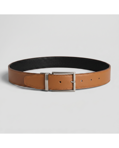 Ceinture cuir réversible : Camel et noir