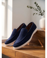 Mocassin homme en nubuck Bleu Marine