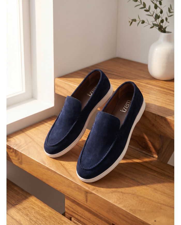 Mocassin homme en nubuck Bleu Marine