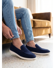 Mocassin homme en nubuck Bleu Marine
