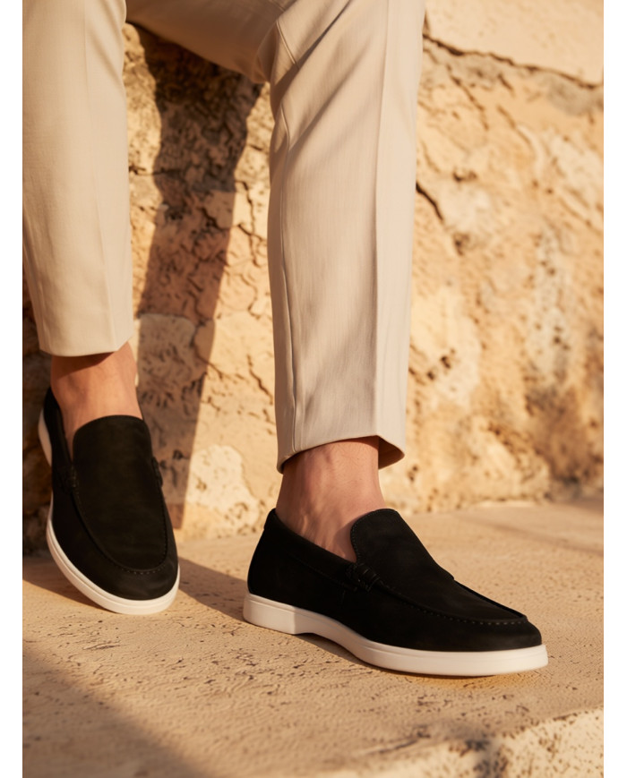 Mocassin homme en nubuck Noir