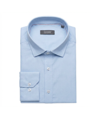 Chemise Col ouvert bleu ciel 100% coton aspect lin