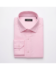 Chemise Col ouvert rose 100% coton aspect lin