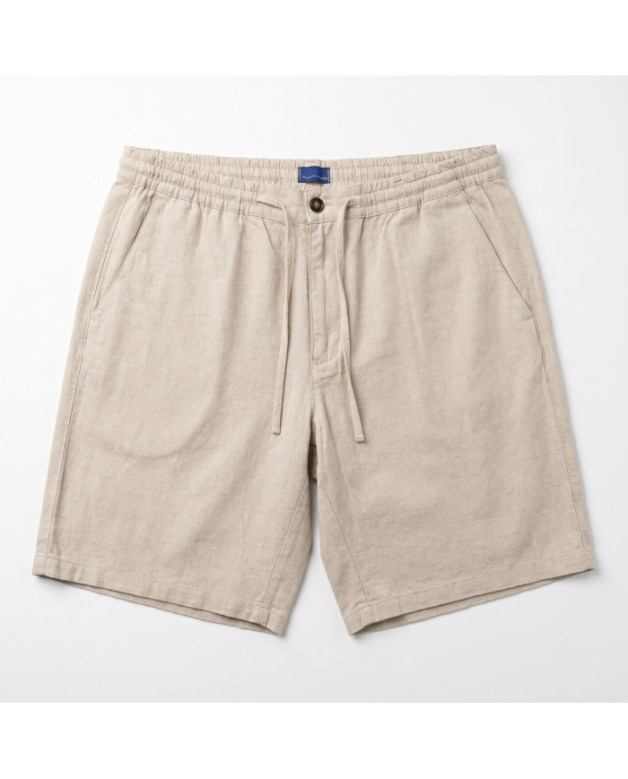 Cravate.tn | Bermuda lin avec cordon beige sable