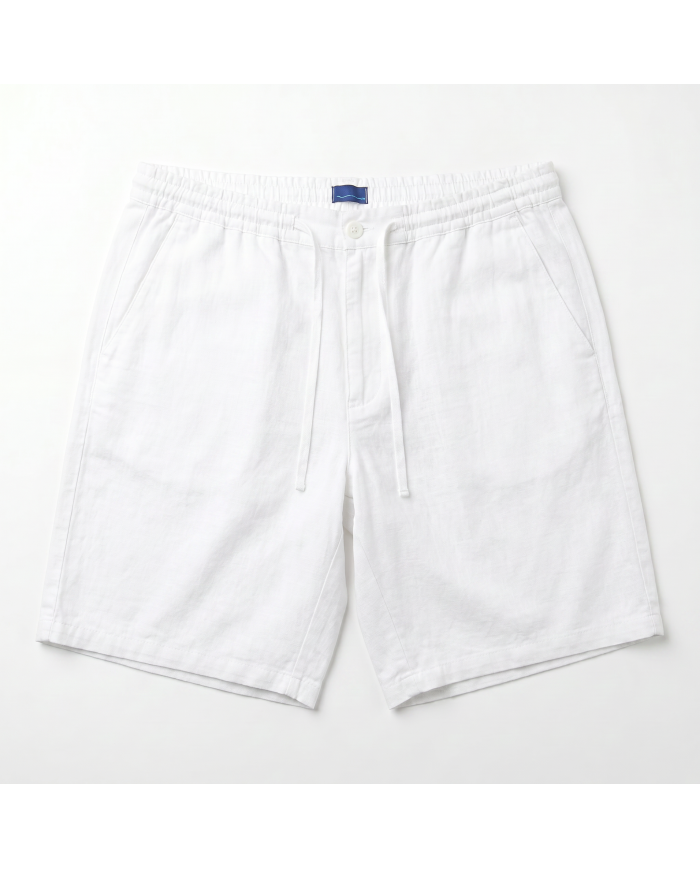 Bermuda lin avec cordon Blanc