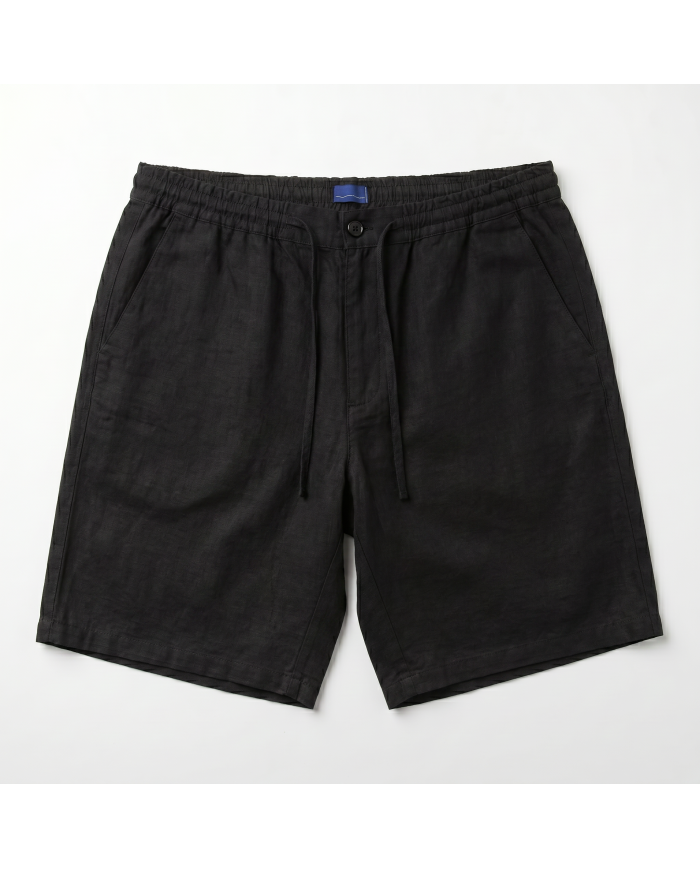 Bermuda lin avec cordon Noir
