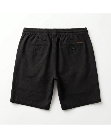 Bermuda lin avec cordon Noir