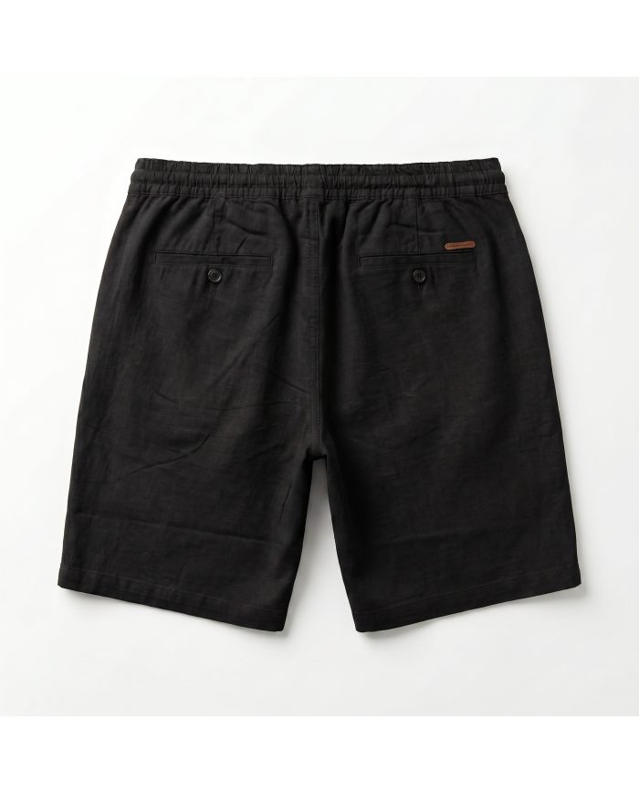 Bermuda lin avec cordon Noir