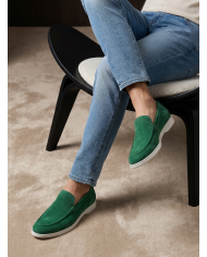 Mocassin homme en nubuck vert gazon