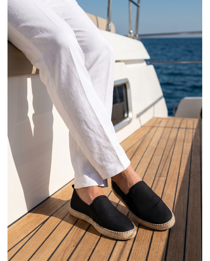 Cravate.tn | Espadrille Halfa noir sans lacet