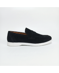 Mocassin college homme en nubuck noir