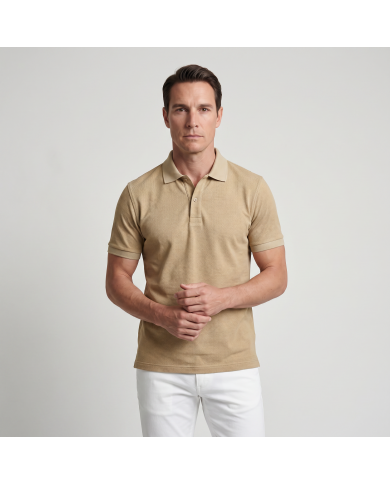 Polo piqué en beige