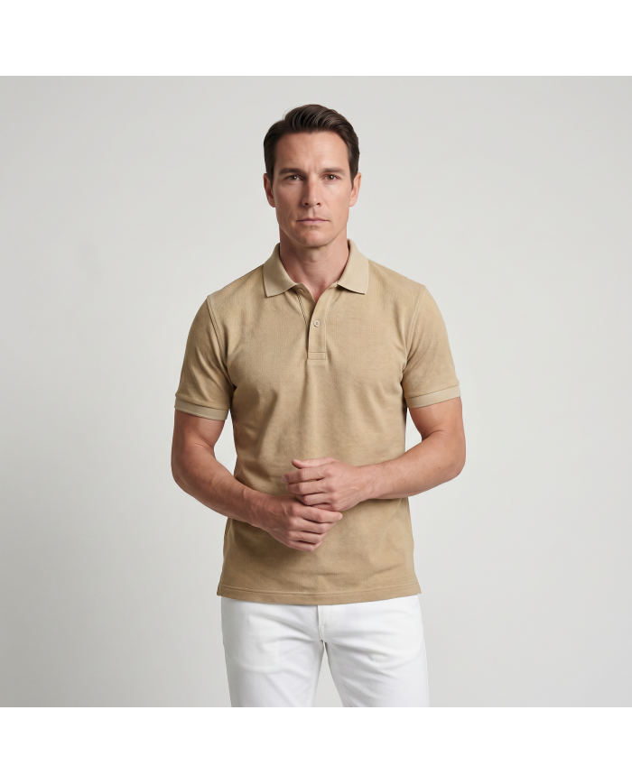 Polo piqué en beige