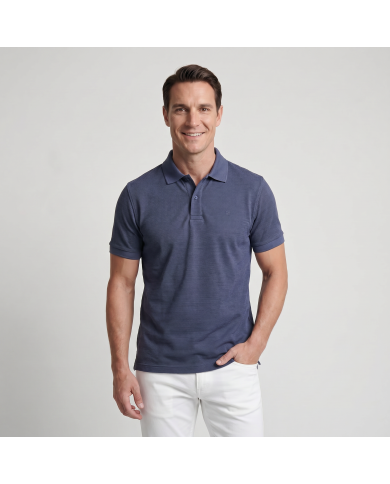 Polo en coton piqué bleu