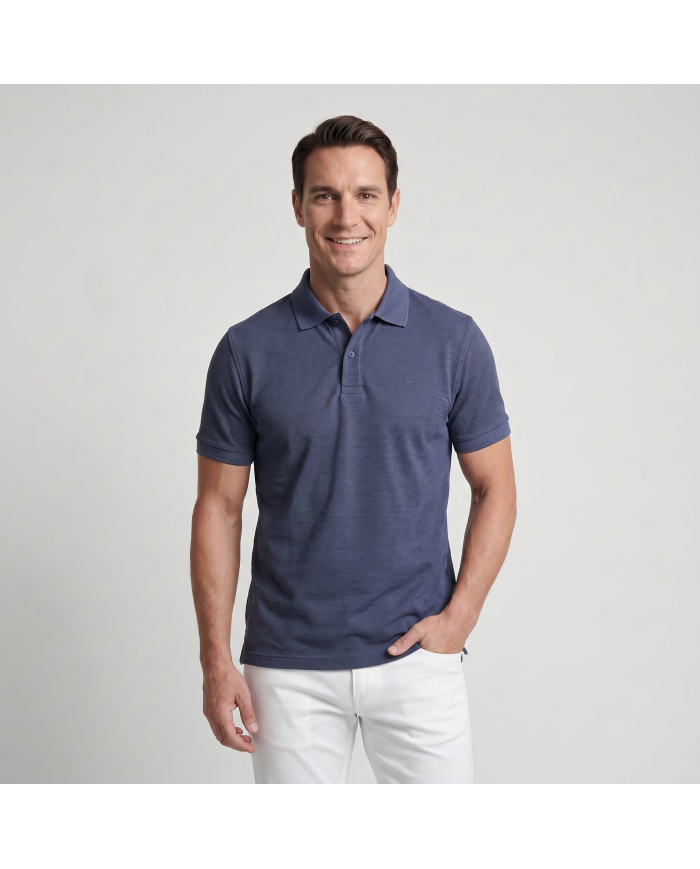 Polo en coton piqué bleu