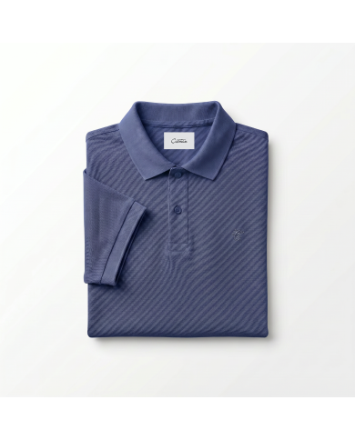 Polo en coton piqué bleu
