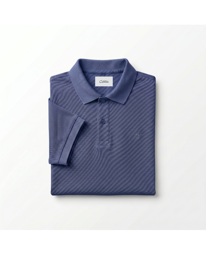 Polo en coton piqué bleu