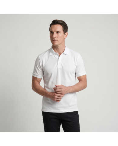 Polo en coton piqué blanc