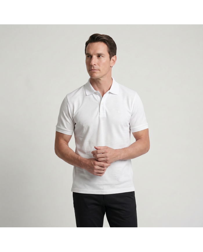 Polo en coton piqué blanc