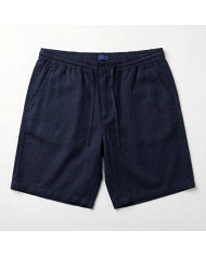 Bermuda lin avec cordon Bleu marine