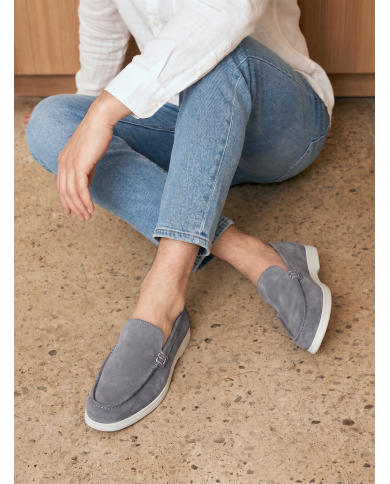 Mocassin homme en nubuck gris
