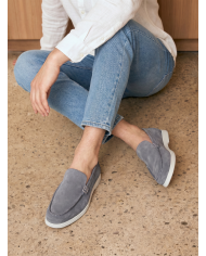 Mocassin homme en nubuck gris