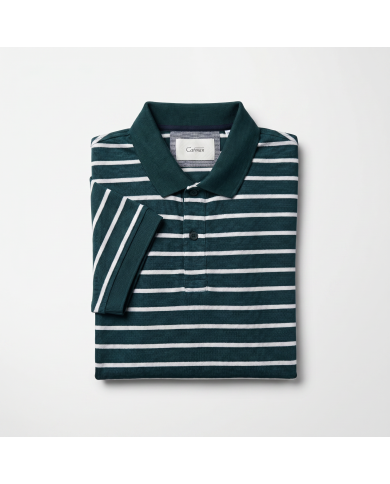 Polo en coton piqué vert avec rayure blanc