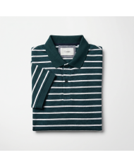 Polo en coton piqué vert avec rayure blanc