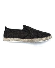 Espadrille Halfa noir texturé sans lacet