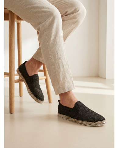 Espadrille Halfa noir texturé sans lacet