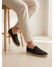 Espadrille Halfa noir texturé sans lacet