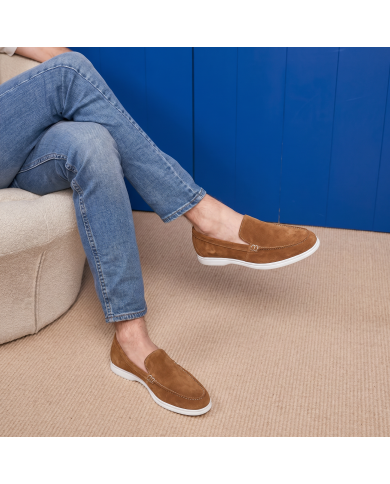 Mocassin homme en nubuck Camel