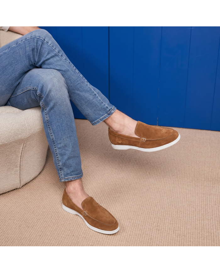 Mocassin homme en nubuck Camel