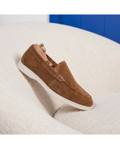 Mocassin homme en nubuck Camel