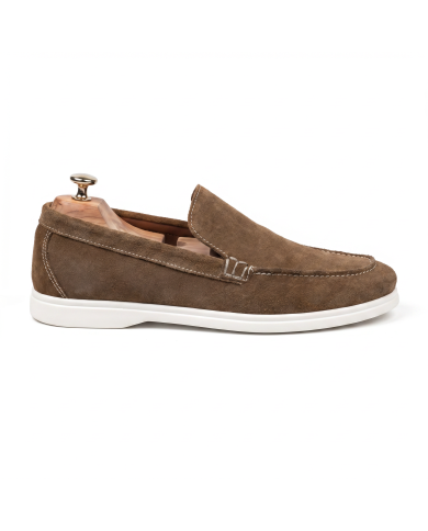 Mocassin homme en nubuck marron clair