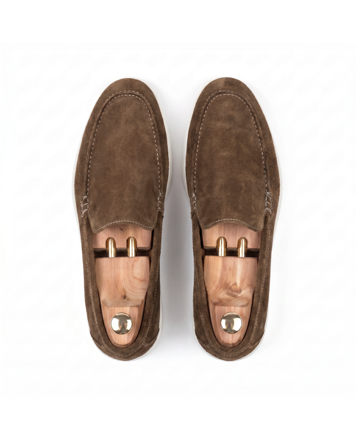 Mocassin homme en nubuck marron clair