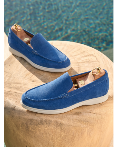 Mocassin homme en nubuck Bleu