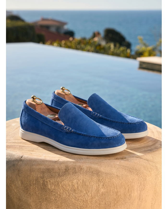 Mocassin homme en nubuck Bleu