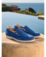 Mocassin homme en nubuck Bleu