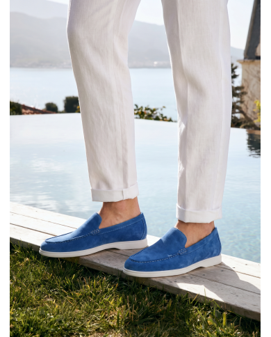 Mocassin homme en nubuck Bleu