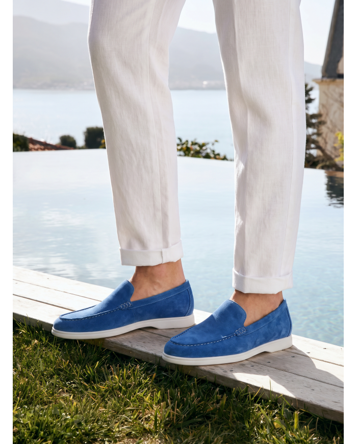 Mocassin homme en nubuck Bleu