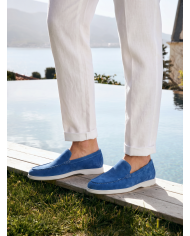 Mocassin homme en nubuck Bleu