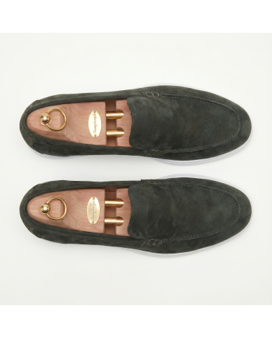 Mocassin homme en nubuck vert foncé