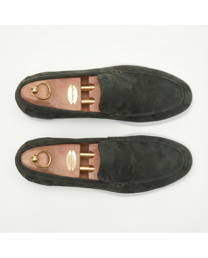 Mocassin homme en nubuck vert foncé