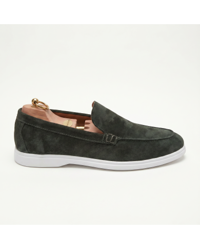 Mocassin homme en nubuck vert foncé