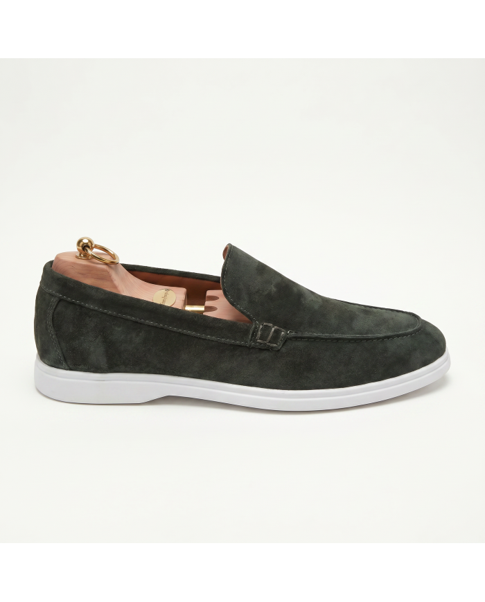 Mocassin homme en nubuck vert foncé