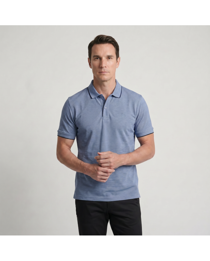 Polo en coton piqué bleu barbeau