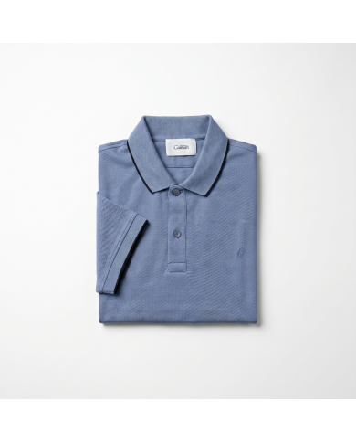 Polo en coton piqué bleu barbeau