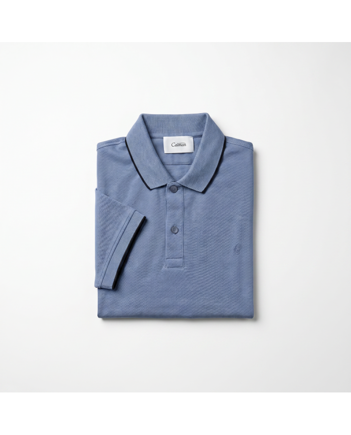 Polo en coton piqué bleu barbeau